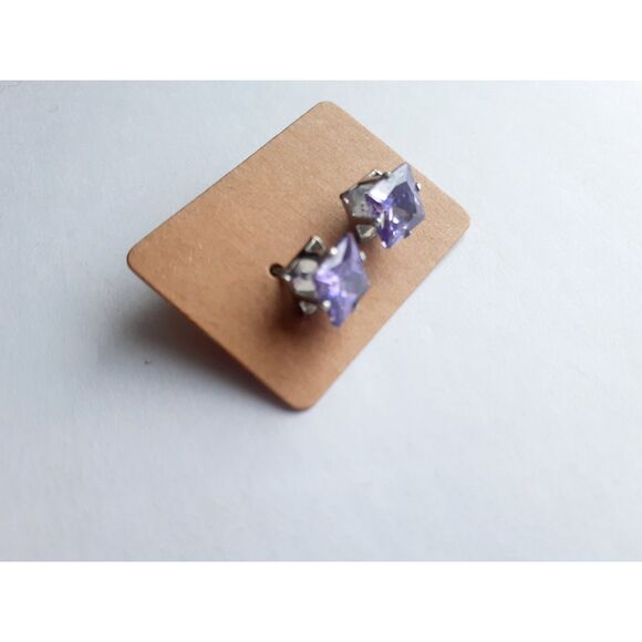 Womens Handcrafted  Purple Crystal Silver Beads Bracelet & Stud Earrings Set - Picture 8 of 10